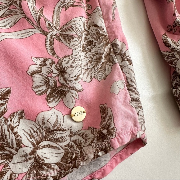 Tommy Hilfiger Floral Print Woven Long Sleeve Point Collar Blouse Size L - Picture 4 of 6